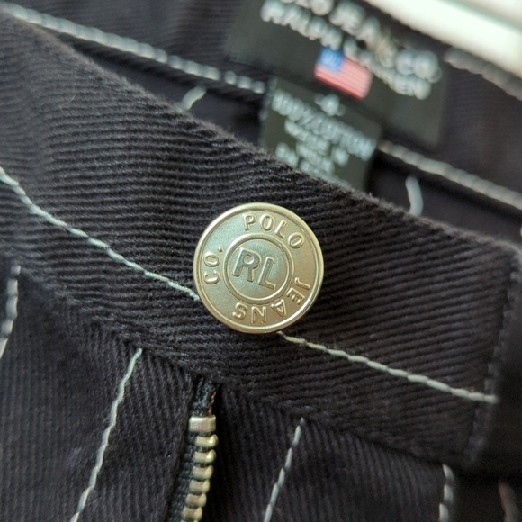Ralph Lauren Polo Jeans 90's Vintage Embroidered Pinstripe Straight Leg Jeans 4 - Picture 9 of 15